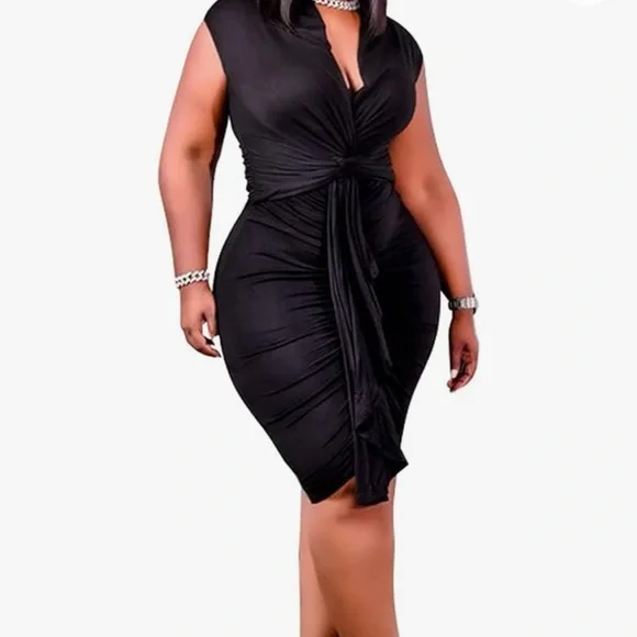 Salimdy Dresses | Black Bodycon Dress- Plus Size Xxl | Color: Black | Size: Xxl | Tinatenshi's Closet